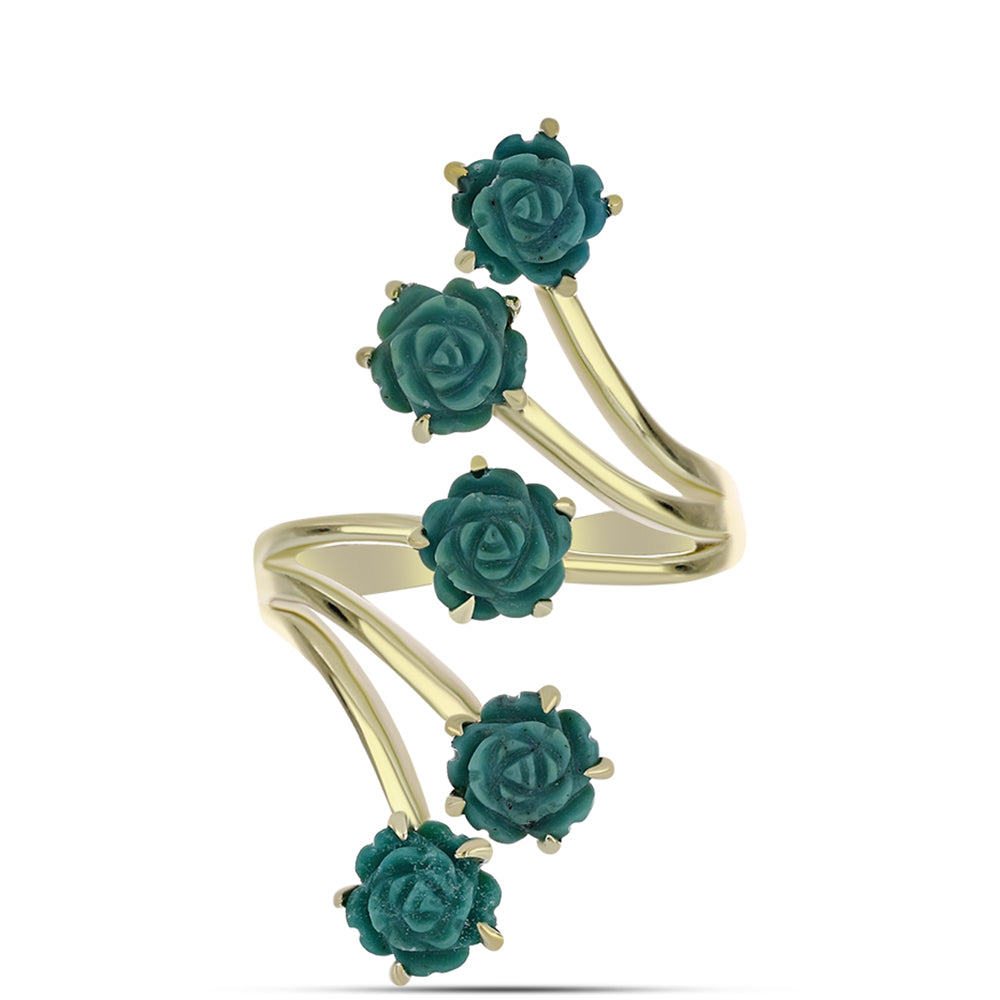 Pozlacené Stříbro 925/1000 - Prsten s Tyrkysem Sleeping Beauty - Karátové číslo: 3.36. přibližná hmotnost: 4.7 gramů 1 