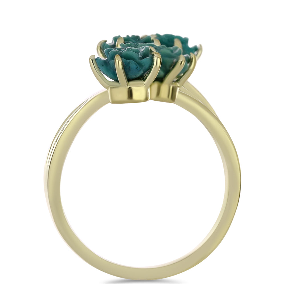 Pozlacené Stříbro 925/1000 - Prsten s Tyrkysem Sleeping Beauty - Karátové číslo: 3.36. přibližná hmotnost: 4.7 gramů 2 