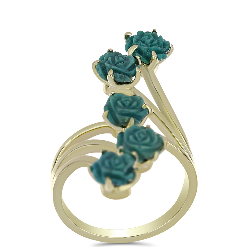 Pozlacené Stříbro 925/1000 - Prsten s Tyrkysem Sleeping Beauty - Karátové číslo: 3.36. přibližná hmotnost: 4.7 gramů 3 