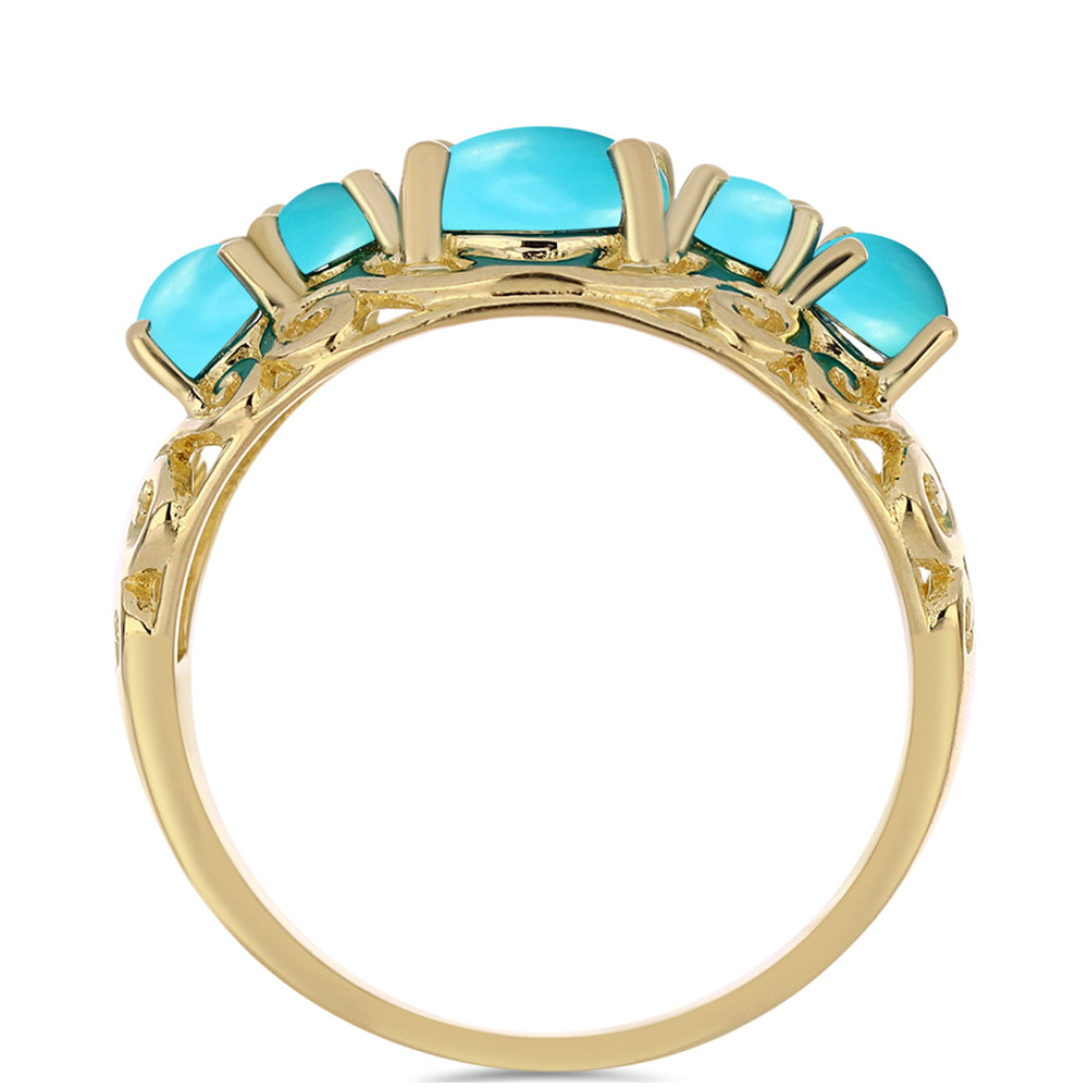 Pozlacený Stříbrný Prsten s Tyrkysem Sleeping Beauty