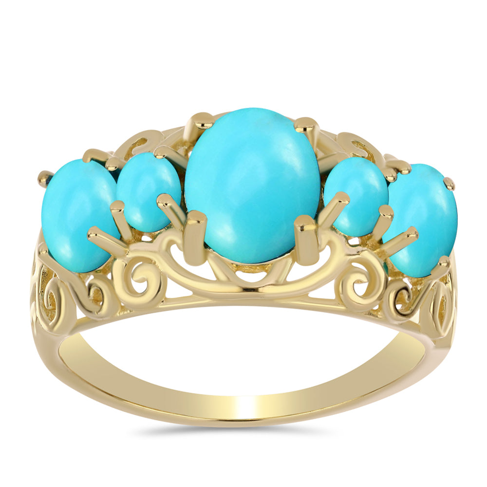 Pozlacený Stříbrný Prsten s Tyrkysem Sleeping Beauty 3 