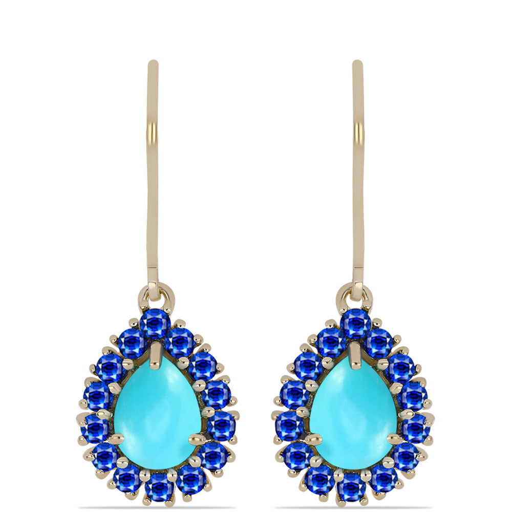 Pozlacené Stříbrné Náušnice s Tyrkysem Sleeping Beauty a Australským Modrým Safírem