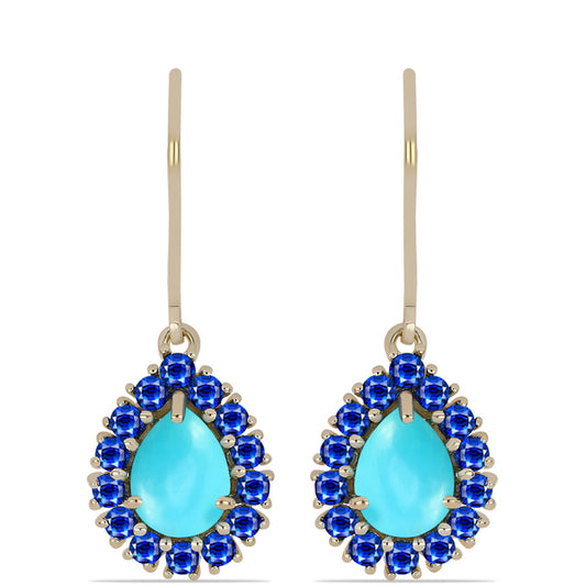 Pozlacené Stříbrné Náušnice s Tyrkysem Sleeping Beauty a Australským Modrým Safírem