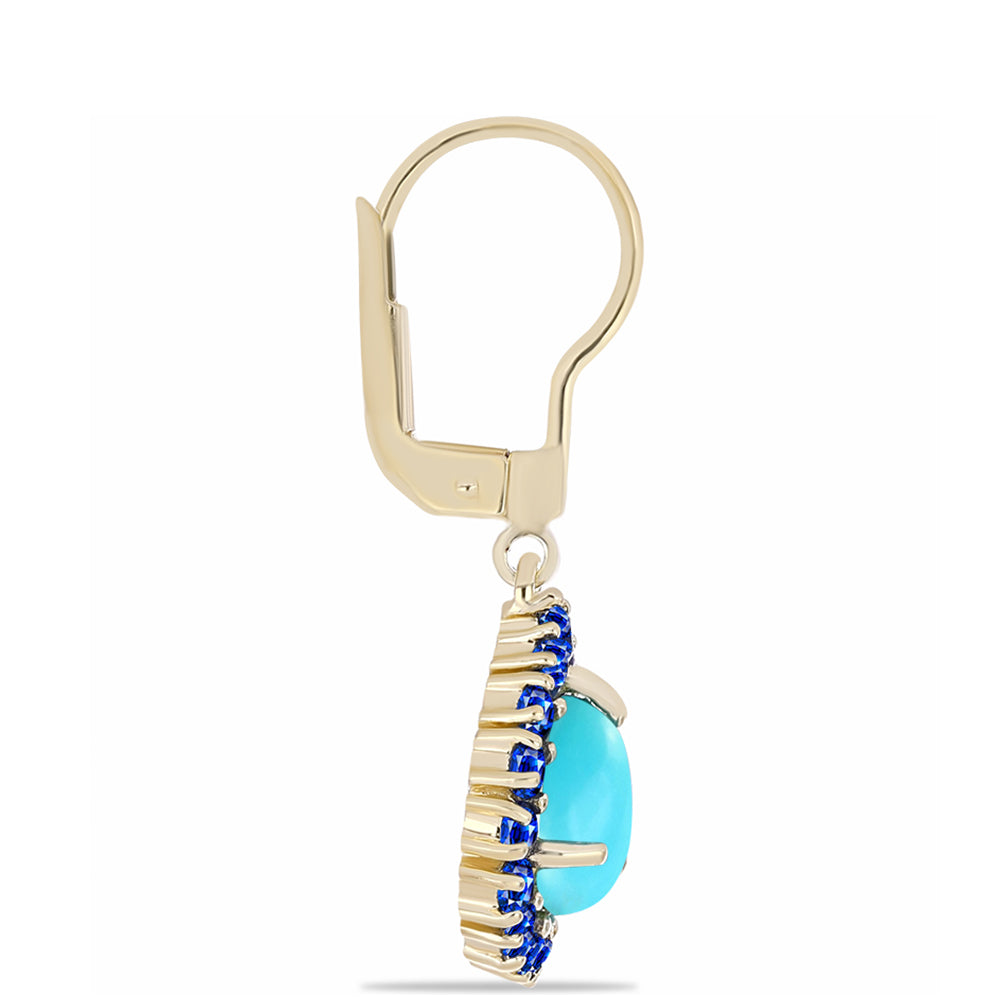 Pozlacené Stříbrné Náušnice s Tyrkysem Sleeping Beauty a Australským Modrým Safírem 2 