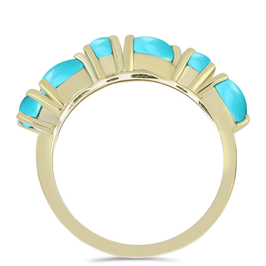 Pozlacené stříbro 925/1000 Prsten s Tyrkysem Sleeping Beauty a Bílým Topazem - Karátové číslo: 1.6. přibližná hmotnost: 3.94 gramů