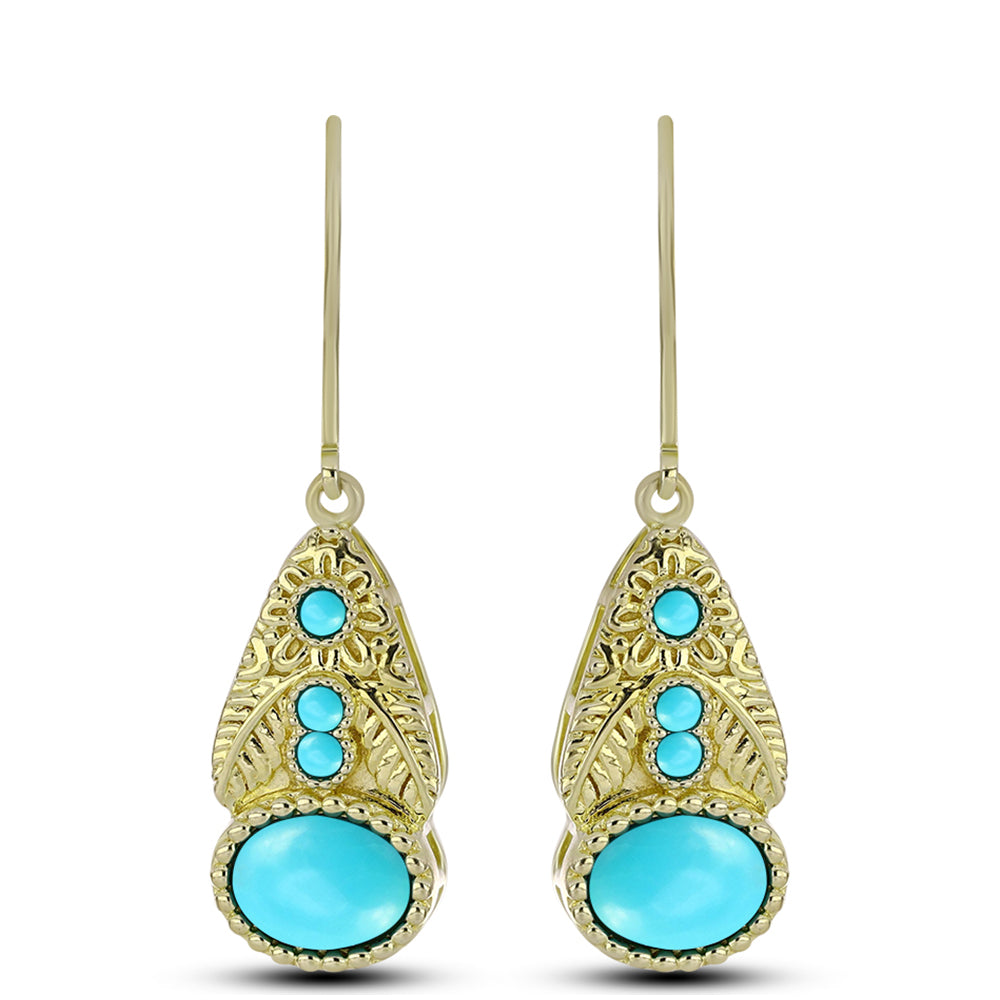 Pozlacené Stříbrné Náušnice s Tyrkysem Sleeping Beauty