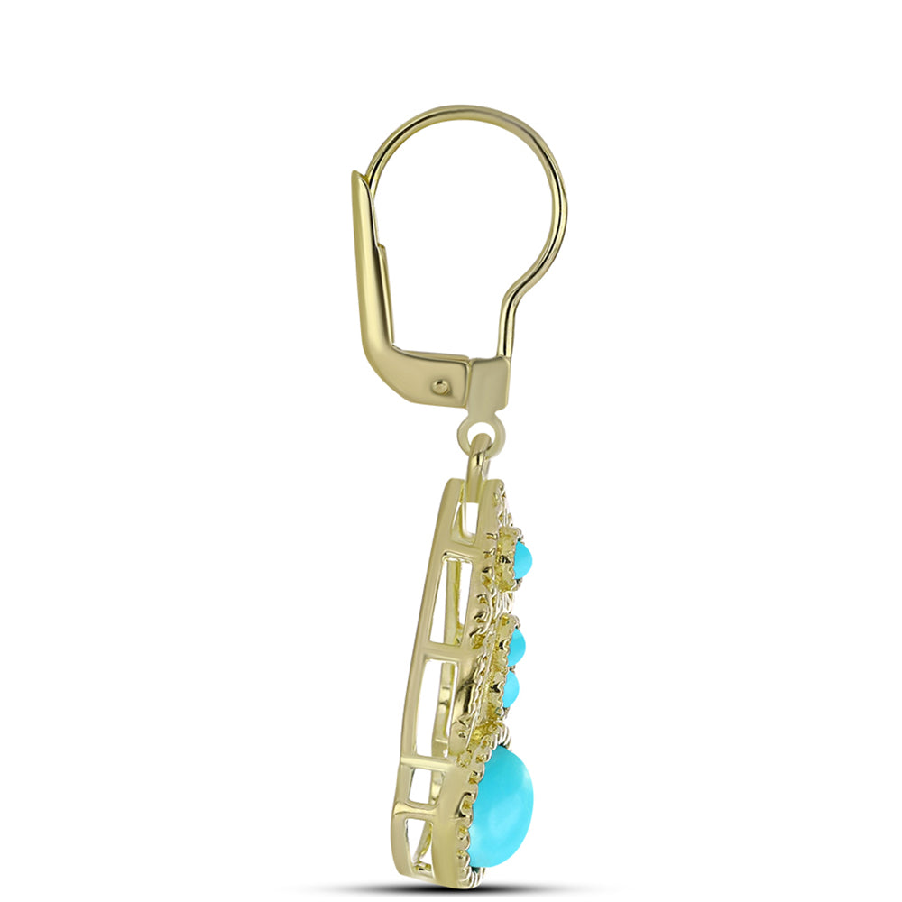 Pozlacené Stříbrné Náušnice s Tyrkysem Sleeping Beauty 2 