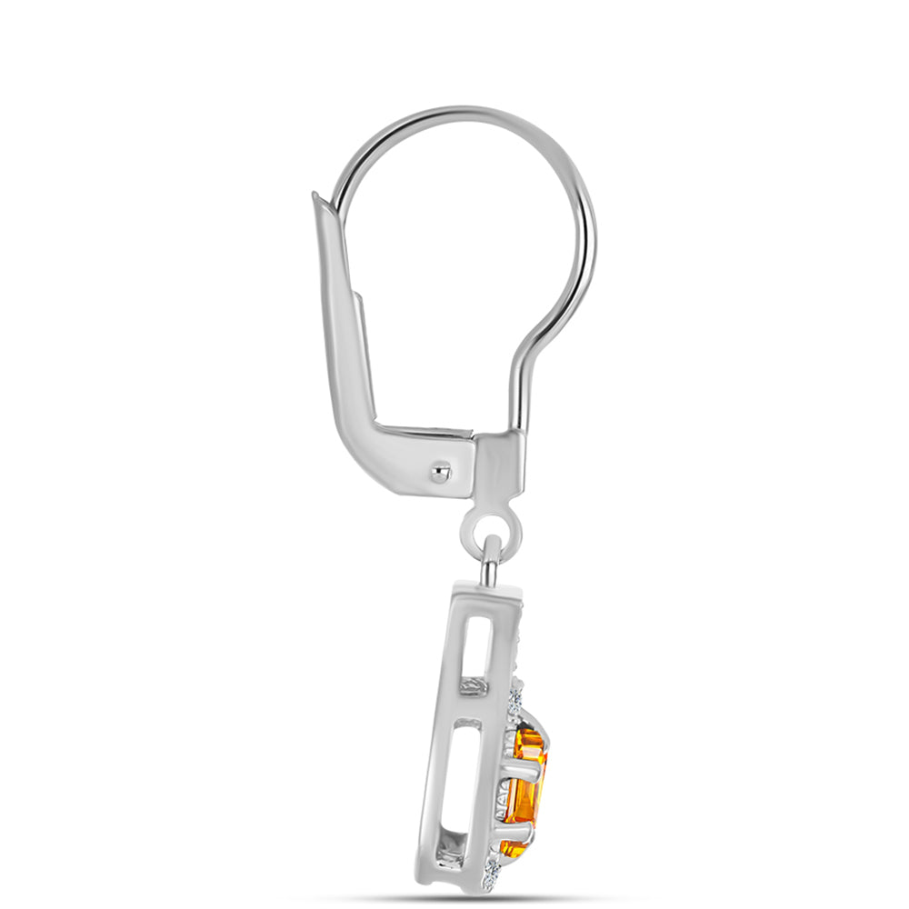 Stříbro 925/1000 - Náušnice s Padparadscha Safírem a Bílým Topazem - Karátové číslo: 1.62. přibližná hmotnost: 3.08 gramů 2 