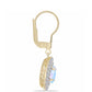 Pozlacené Stříbro 925/1000 - Náušnice s Duhovým Měsíčním Kamenem a Bílým Topazem - Karátové číslo: 2.31. přibližná hmotnost: 3.56 gramů
