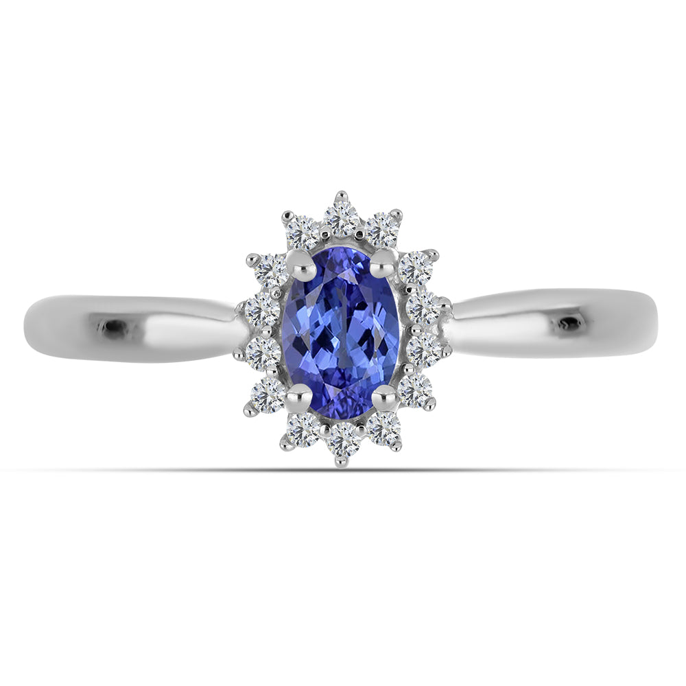 Stříbro 925/1000 - Prsten s AA Tanzanitem a Bílým Topazem - Karátové číslo: 0.54. přibližná hmotnost: 2.07 gramů 1 