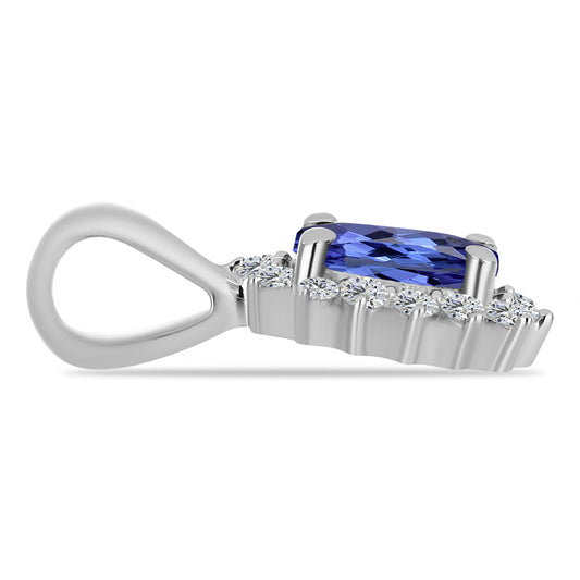 Stříbro 925/1000 - Přívěsek s AA Tanzanitem a Bílým Topazem - Karátové číslo: 0.55. přibližná hmotnost: 0.83 gramů