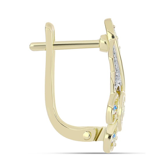 Pozlacené Stříbro 925/1000 - Náušnice s Ledovým Moissanitem a Bílým Topazem - Karátové číslo: 0.31. přibližná hmotnost: 4.45 gramů