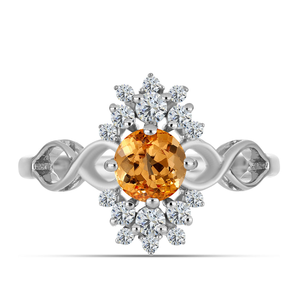 Stříbro 925/1000 - Prsten s "Císařským žlutým" topazem a Bílým Topazem - Karátové číslo: 1.65. přibližná hmotnost: 3.39 gramů