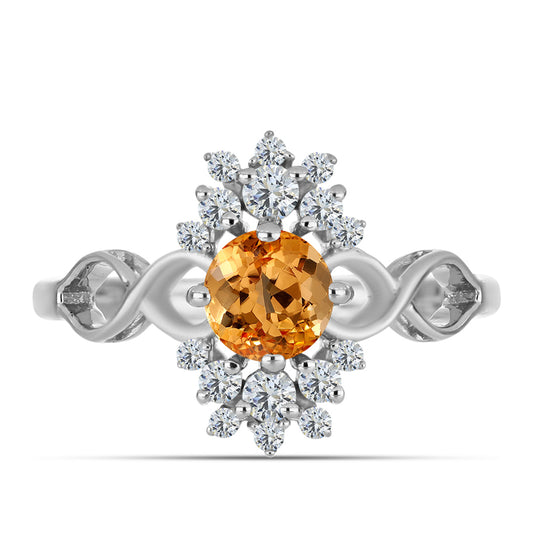 Stříbrný Prsten s "Císařským žlutým" topazem a Bílým Topazem