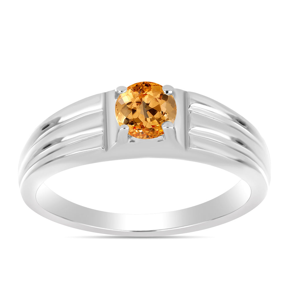 Stříbro 925/1000 - Prsten s "Císařským žlutým" topazem - Karátové číslo: 0.67. přibližná hmotnost: 3.26 gramů