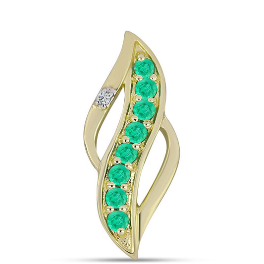 Pozlacené Stříbro 925/1000 - Přívěsek s Kolumbijským Smaragdem a Bílým Diamantem - Karátové číslo: 0.37. přibližná hmotnost: 1.62 gramů