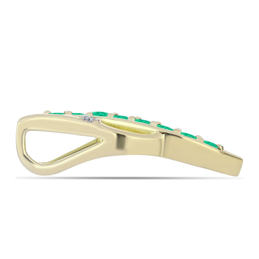 Pozlacené Stříbro 925/1000 - Přívěsek s Kolumbijským Smaragdem a Bílým Diamantem - Karátové číslo: 0.37. přibližná hmotnost: 1.62 gramů 2 
