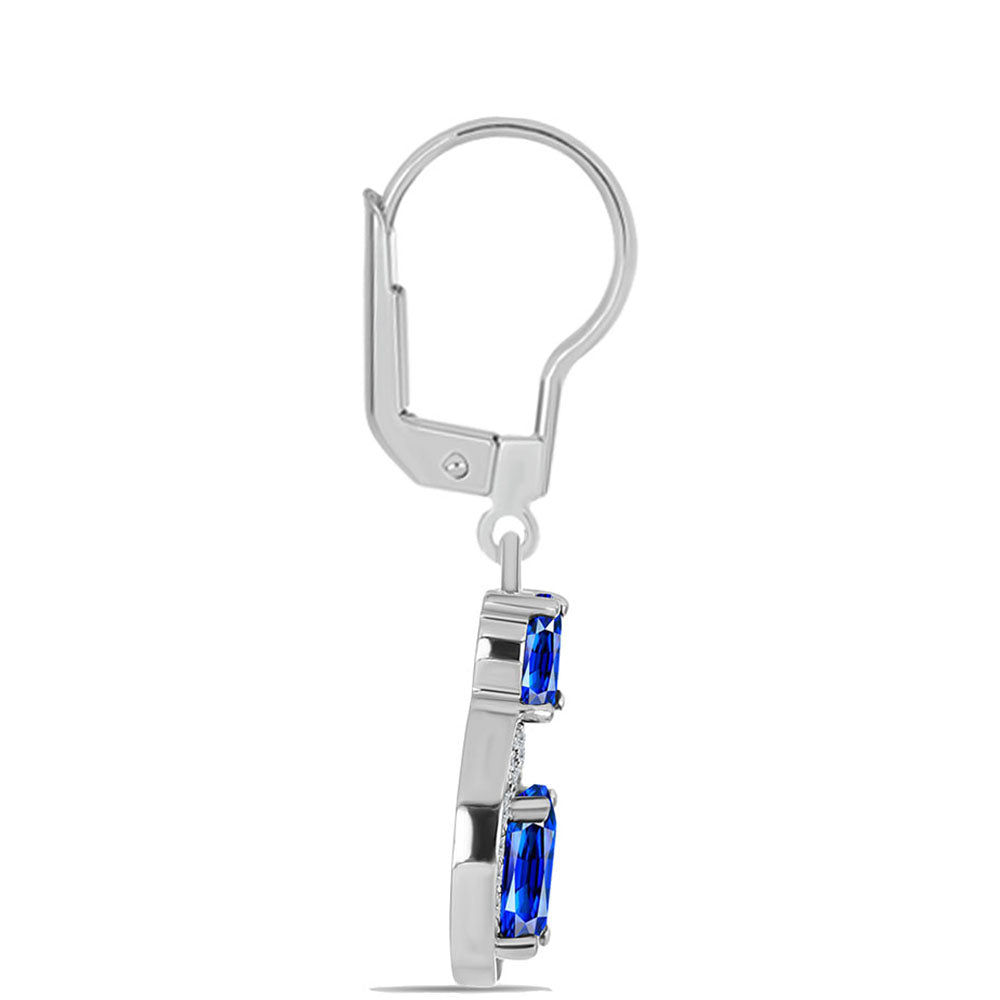 Stříbro 925/1000 Náušnice s Australským Modrým Safírem a Bílým Topazem - Karátové číslo: 3.46. přibližná hmotnost: 3.35 gramů 2 