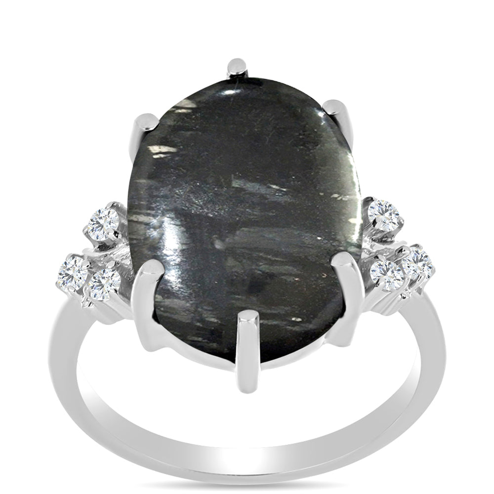 Stříbrný Prsten s Picasso Jaspisem a Bílým Topazem 3 