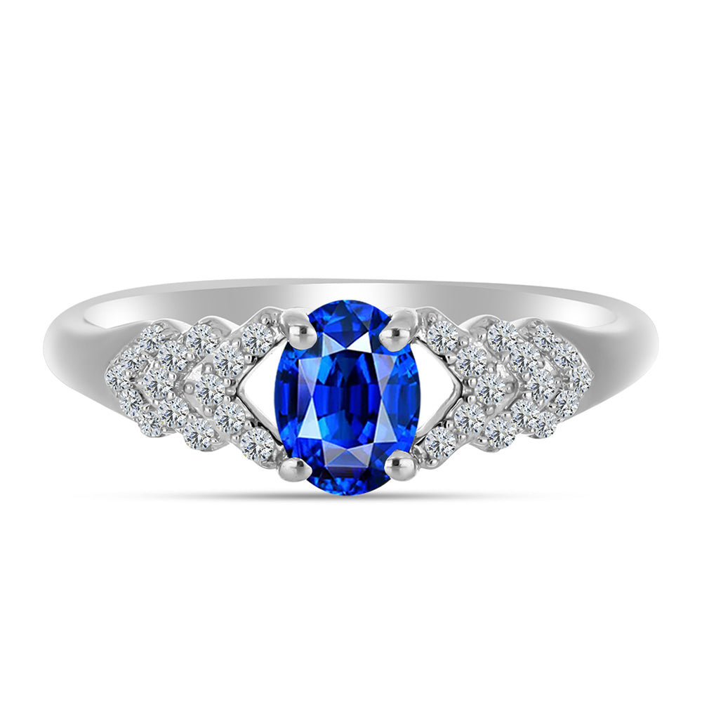 Stříbro 925/1000 - Prsten s Australským Modrým Safírem a Bílým Topazem - Karátové číslo: 1.28. přibližná hmotnost: 2.5 gramů 1 