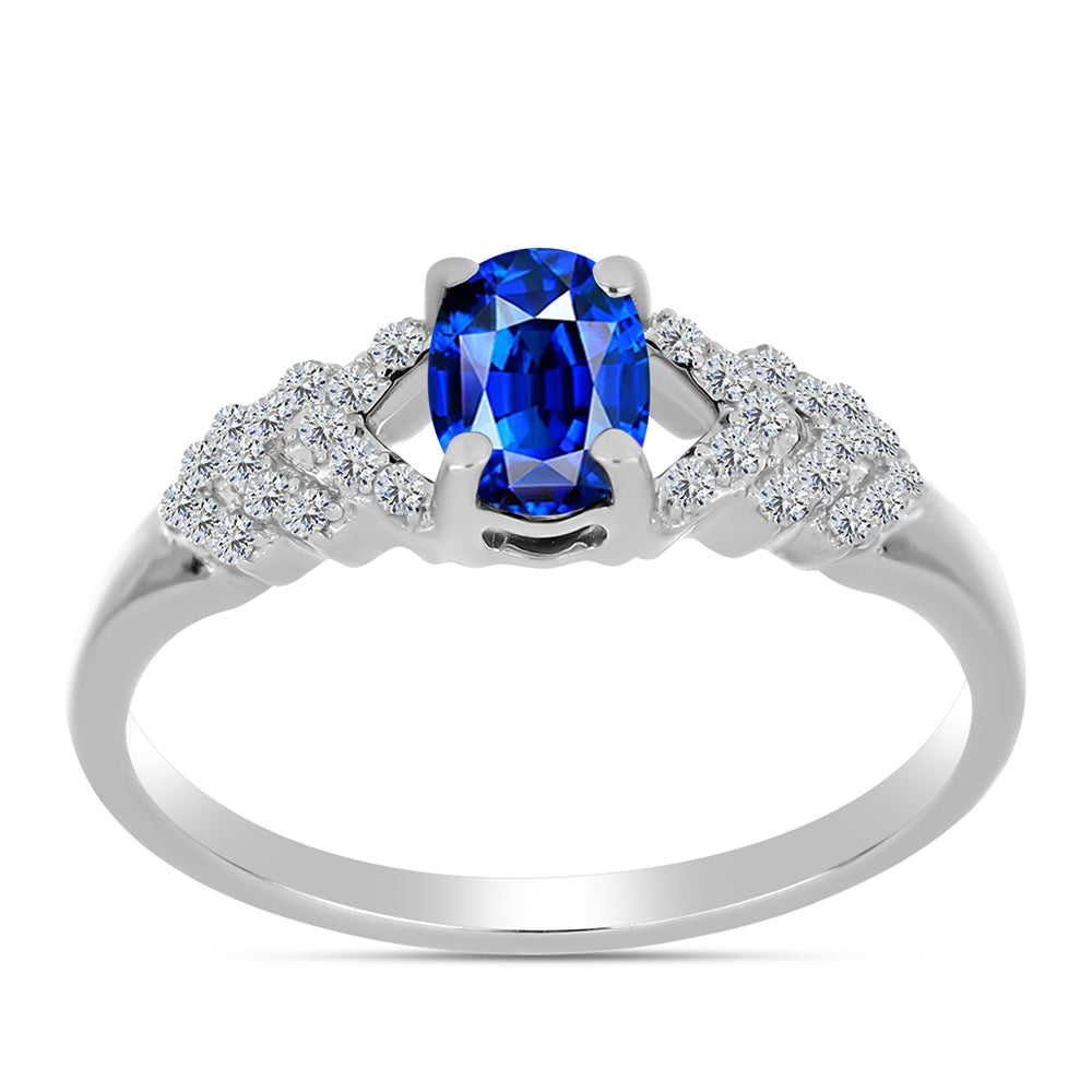 Stříbro 925/1000 - Prsten s Australským Modrým Safírem a Bílým Topazem - Karátové číslo: 1.28. přibližná hmotnost: 2.5 gramů 3 