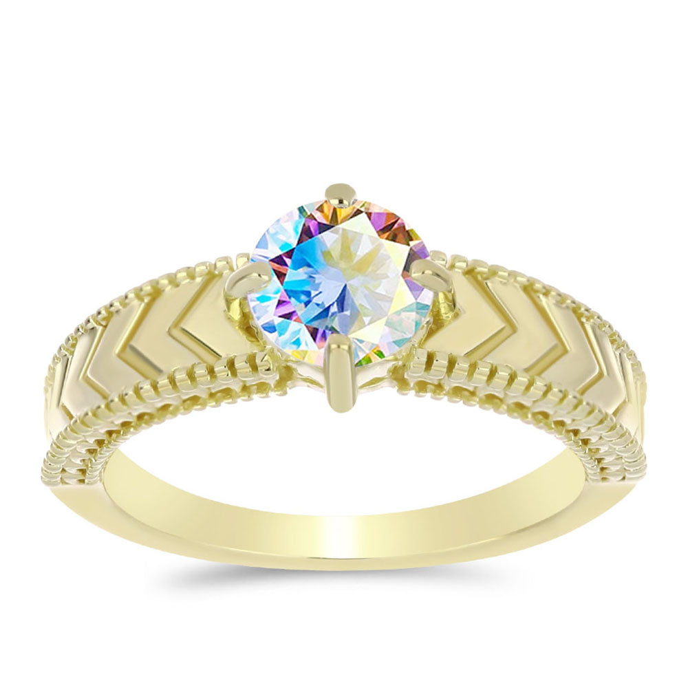 Pozlacené stříbro 925/1000 Prsten s Ledovým Moissanitem - Karátové číslo: 1.23. přibližná hmotnost: 3.81 gramů 3 