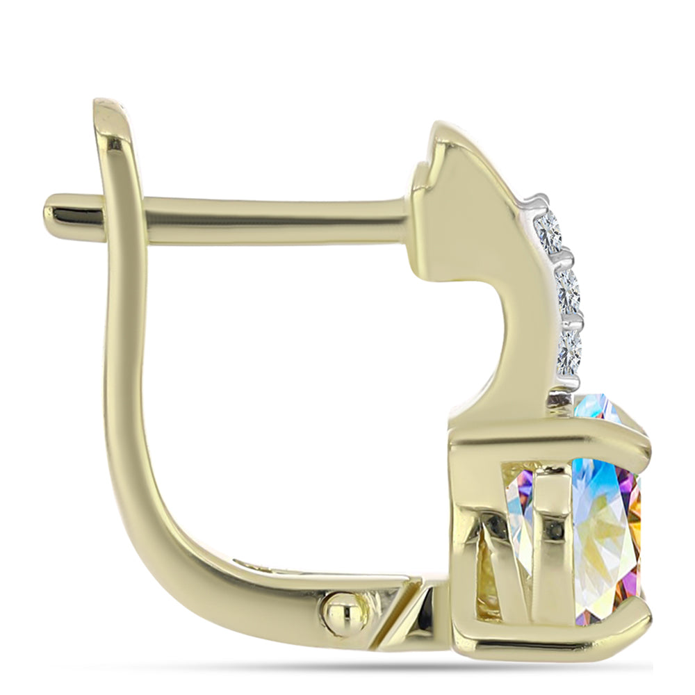 Pozlacené Stříbrné Náušnice s Ledovým Moissanitem a Bílým Topazem