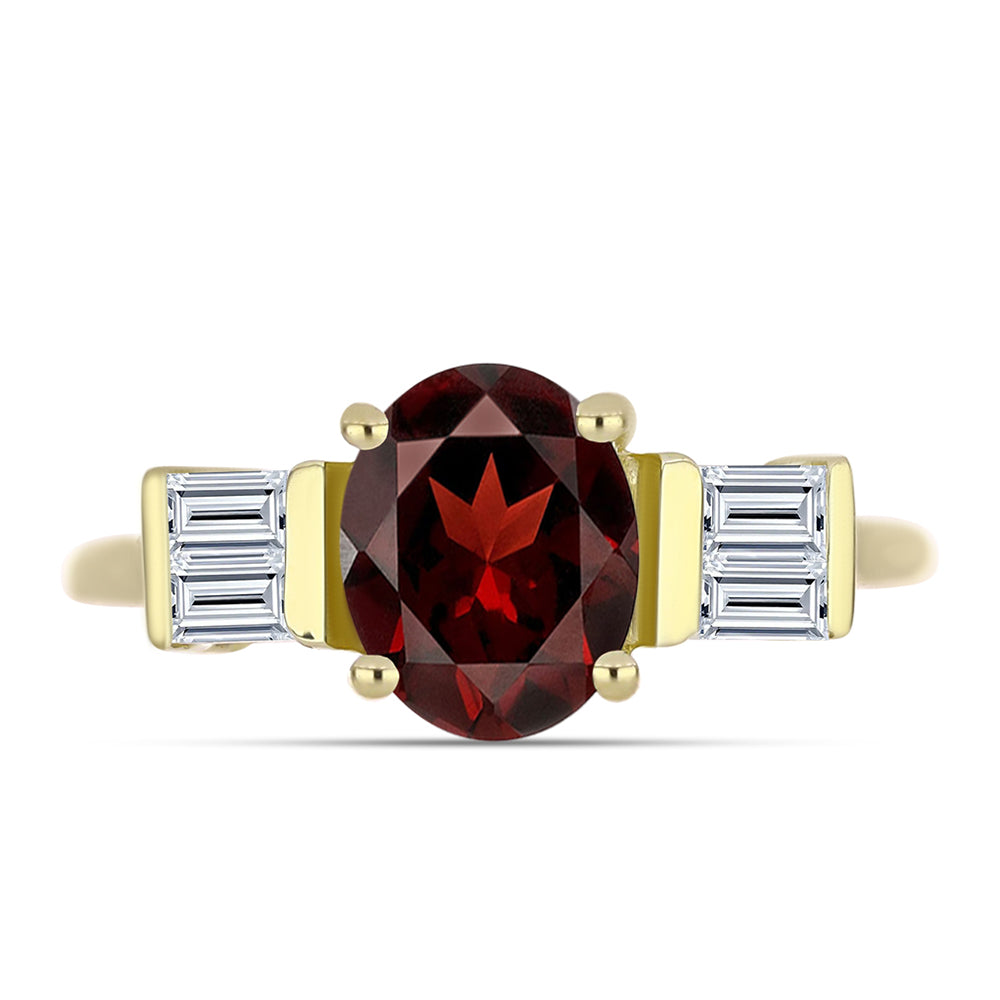 Pozlacený Stříbrný Prsten s Bartonským Granátem a Bílým Topazem