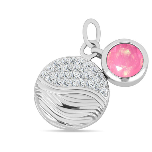 Stříbrný Přívěsek s Růžovým Opálem z Lega Dembi a Bílým Topazem