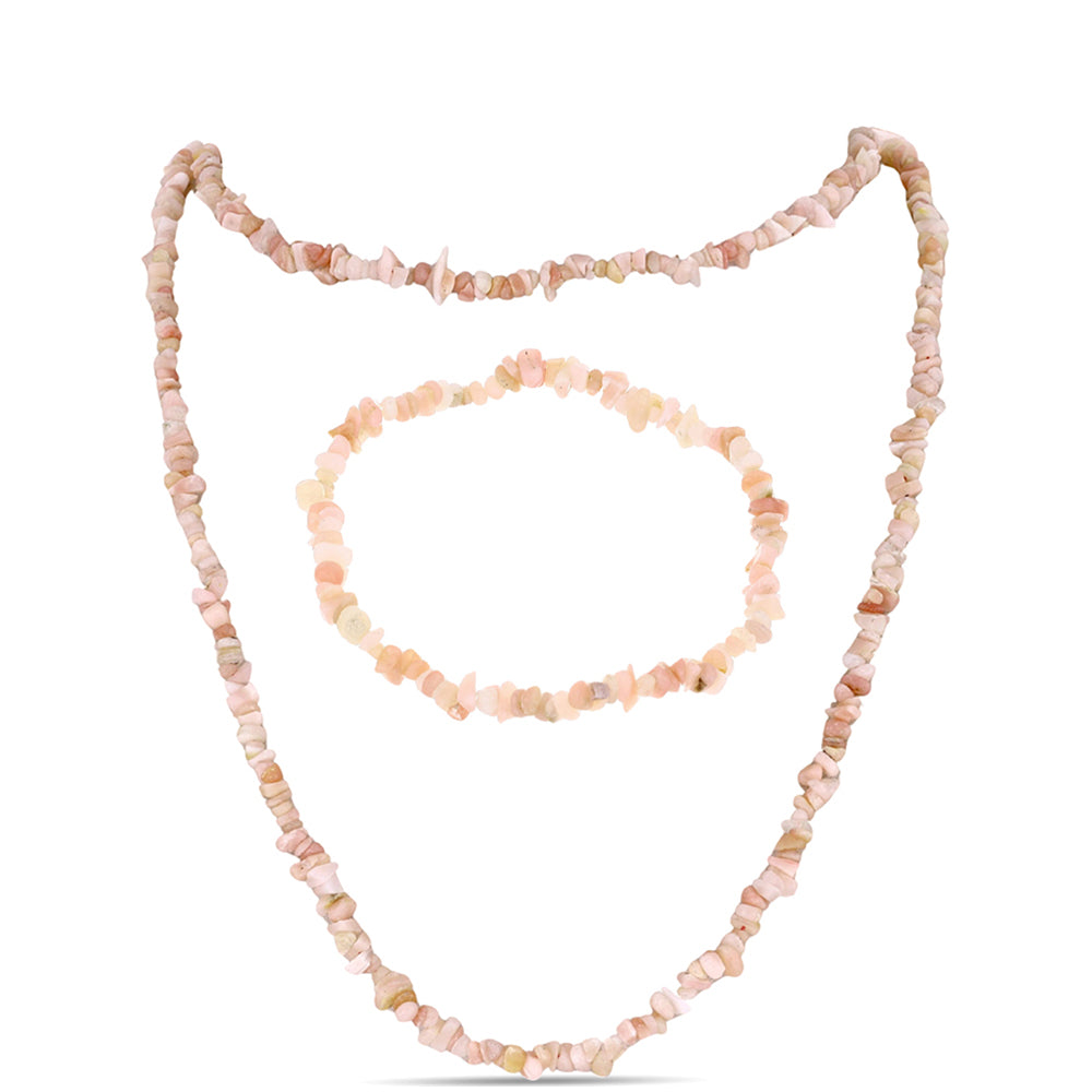 Nugetová Sada s Růžovým Opálem z Lega Dembi - Karátové číslo: 110.6. přibližná hmotnost: 22.12 gramů ( Náhrdelník+Náramek ) 1 