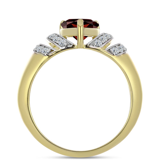 Pozlacené Stříbro 925/1000 - Prsten s Bartonským Granátem a Bílým Topazem - Karátové číslo: 2.27. přibližná hmotnost: 3.74 gramů