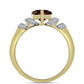 Pozlacené Stříbro 925/1000 - Prsten s Bartonským Granátem a Bílým Topazem - Karátové číslo: 2.27. přibližná hmotnost: 3.74 gramů