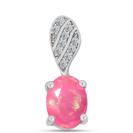 Stříbrný Přívěsek s Růžovým Opálem z Lega Dembi a Bílým Topazem
