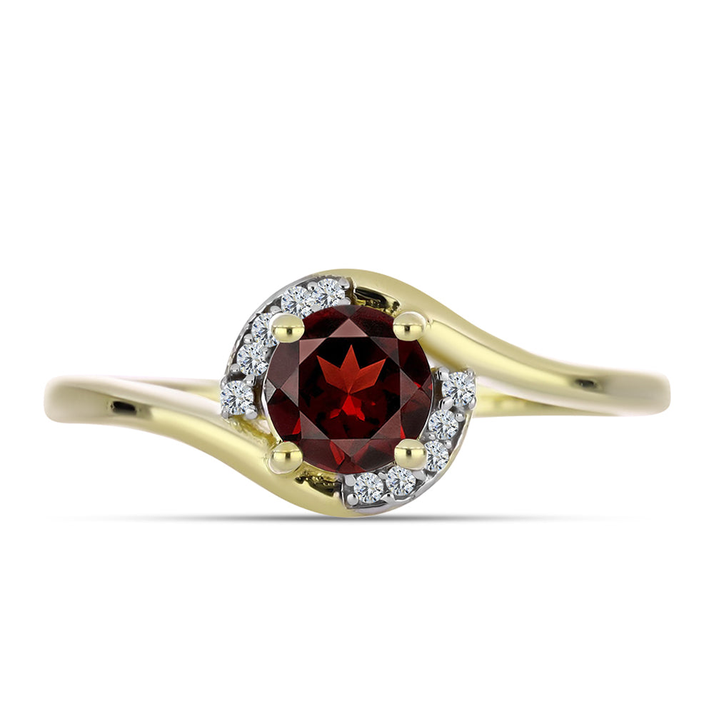 Pozlacené Stříbro 925/1000 - Prsten s Bartonským Granátem a Bílým Topazem - Karátové číslo: 1.01. přibližná hmotnost: 2.68 gramů 1 