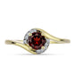 Pozlacené Stříbro 925/1000 - Prsten s Bartonským Granátem a Bílým Topazem - Karátové číslo: 1.01. přibližná hmotnost: 2.68 gramů
