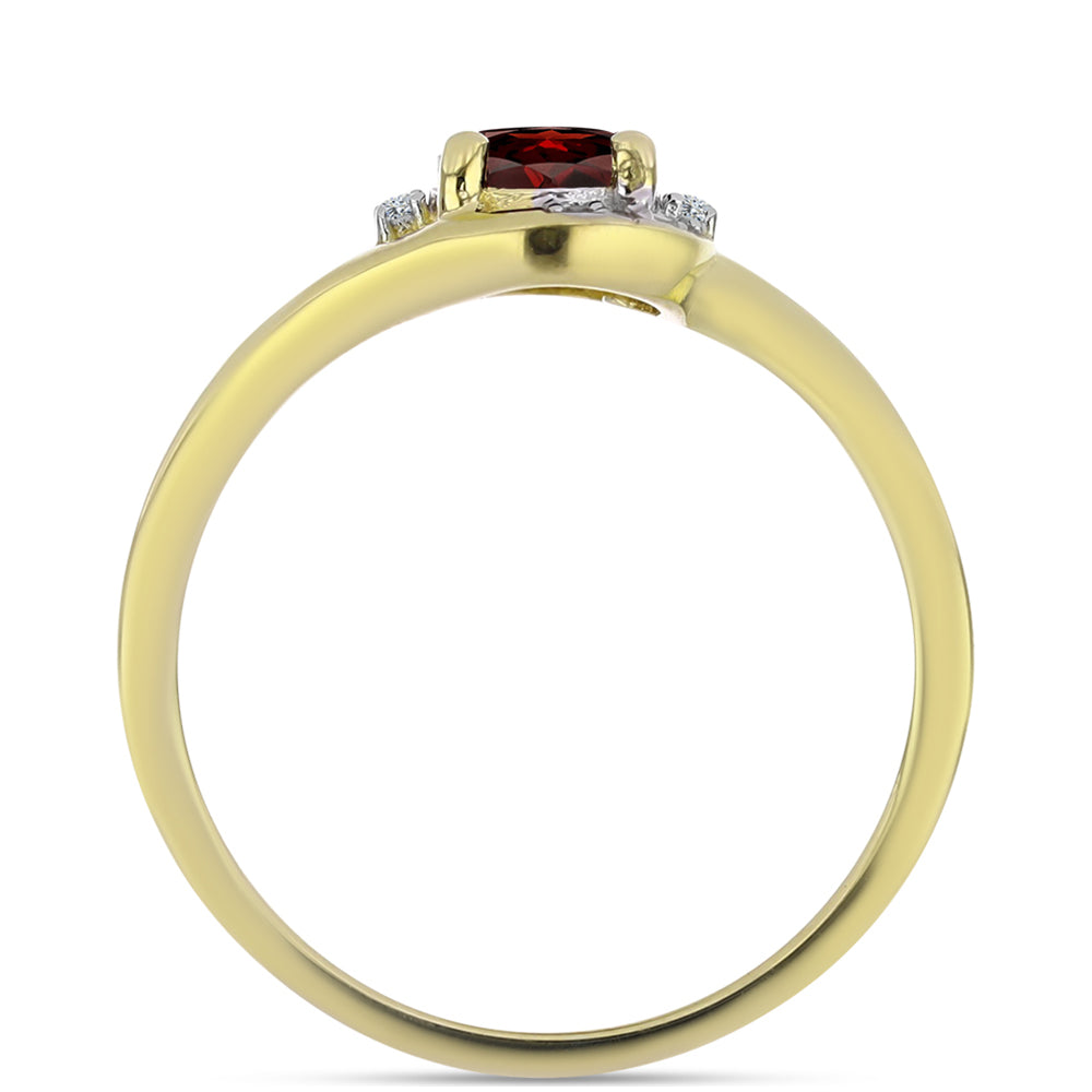 Pozlacené Stříbro 925/1000 - Prsten s Bartonským Granátem a Bílým Topazem - Karátové číslo: 1.01. přibližná hmotnost: 2.68 gramů