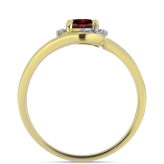 Pozlacené Stříbro 925/1000 - Prsten s Bartonským Granátem a Bílým Topazem - Karátové číslo: 1.01. přibližná hmotnost: 2.68 gramů