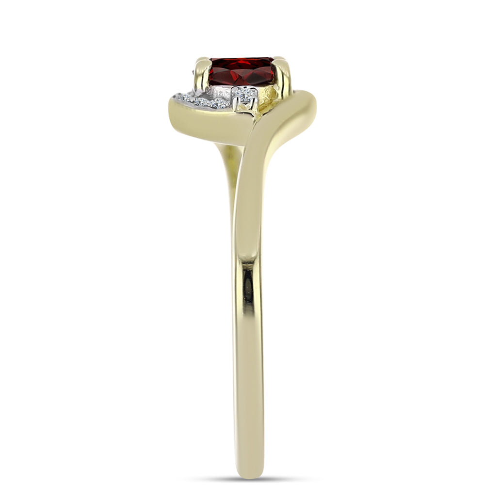 Pozlacené Stříbro 925/1000 - Prsten s Bartonským Granátem a Bílým Topazem - Karátové číslo: 1.01. přibližná hmotnost: 2.68 gramů