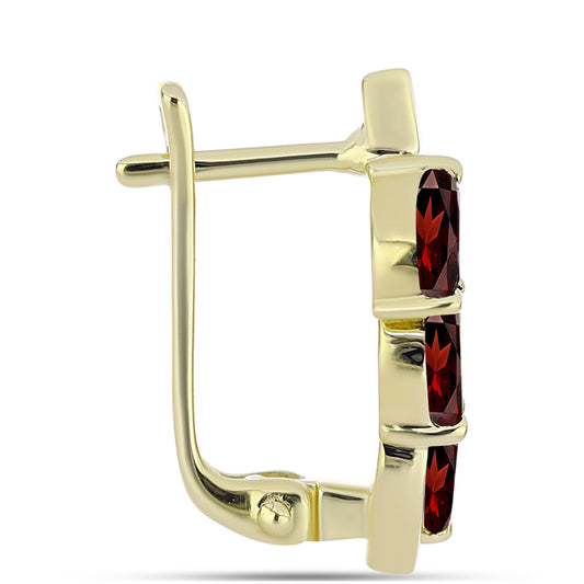 Pozlacené Stříbro 925/1000 - Náušnice s Bartonským Granátem - Karátové číslo: 1.83. přibližná hmotnost: 5.63 gramů