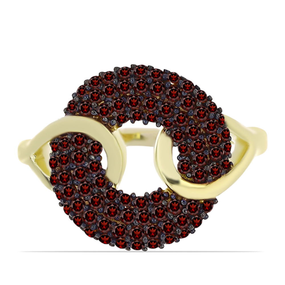 Pozlacené stříbro 925/1000 Prsten s Bartonským Granátem - Karátové číslo: 0.9. přibližná hmotnost: 3.67 gramů 1 