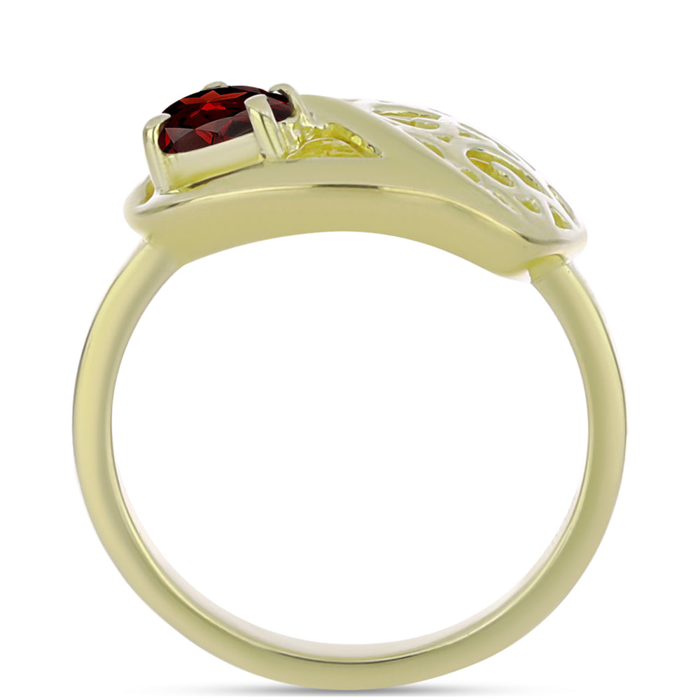 Pozlacené Stříbro 925/1000 - Prsten s Bartonským Granátem - Karátové číslo: 0.49. přibližná hmotnost: 2.93 gramů 2 