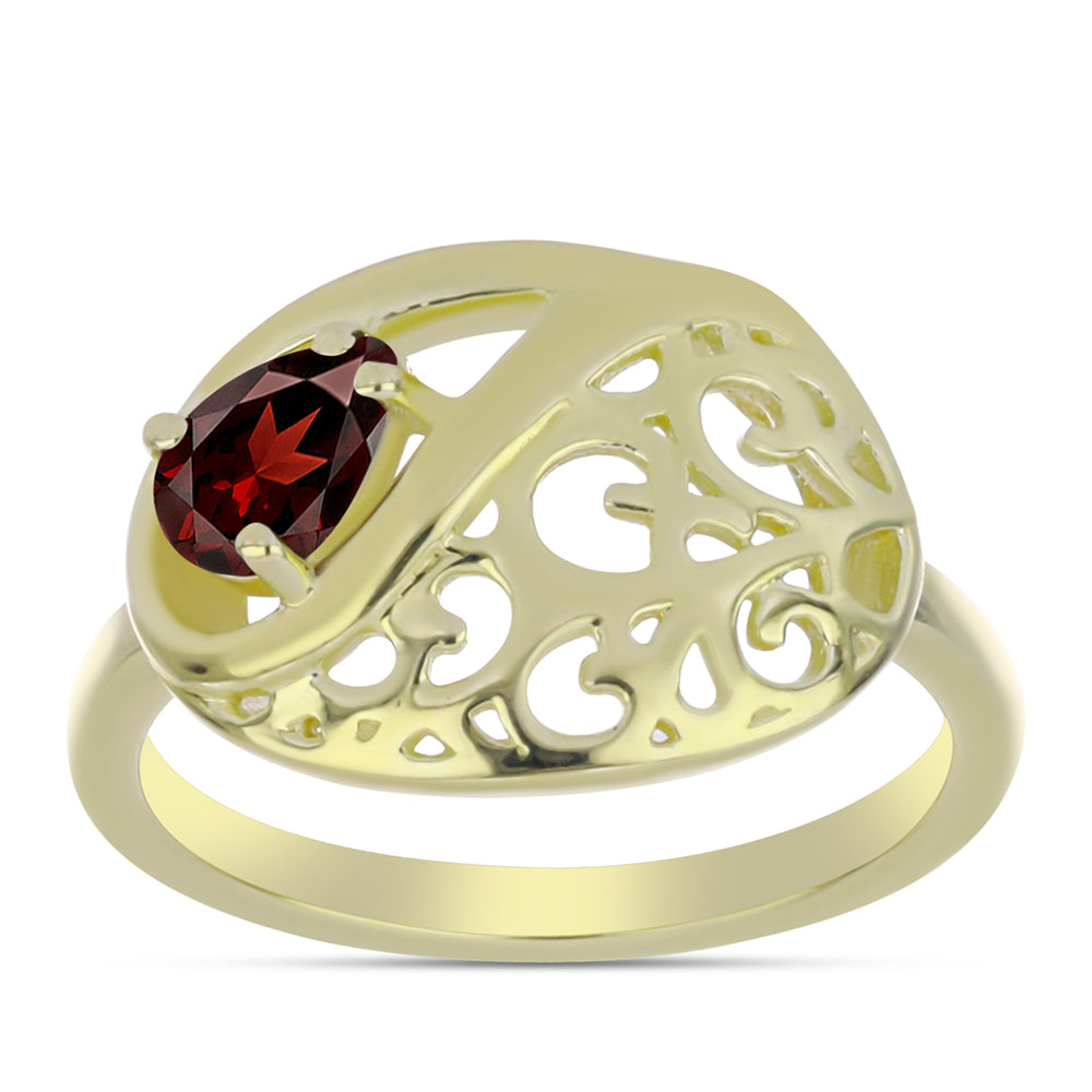 Pozlacené Stříbro 925/1000 - Prsten s Bartonským Granátem - Karátové číslo: 0.49. přibližná hmotnost: 2.93 gramů 3 