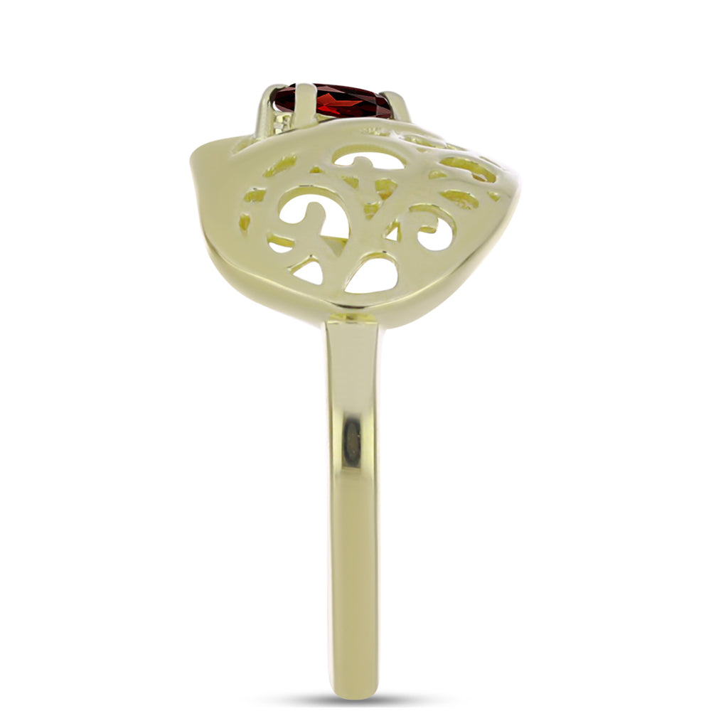 Pozlacené Stříbro 925/1000 - Prsten s Bartonským Granátem - Karátové číslo: 0.49. přibližná hmotnost: 2.93 gramů 4 