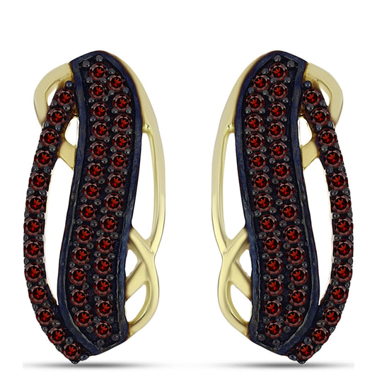 Pozlacené Stříbro 925/1000 - Náušnice s Bartonským Granátem - Karátové číslo: 0.55. přibližná hmotnost: 3.78 gramů