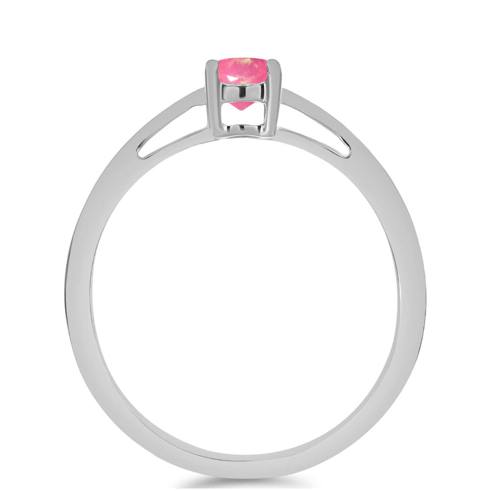 Stříbro 925/1000 - Prsten s Růžovým Opálem z Lega Dembi - Karátové číslo: 0.15. přibližná hmotnost: 1.41 gramů