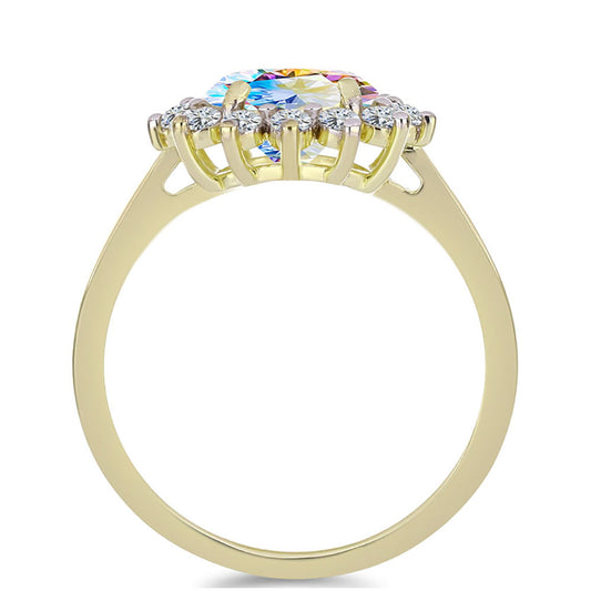 Pozlacené stříbro 925/1000 Prsten s Ledovým Moissanitem a Bílým Topazem - Karátové číslo: 2.3. přibližná hmotnost: 3.11 gramů