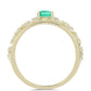 Pozlacené Stříbro 925/1000 - Prsten s Kolumbijským Smaragdem a Bílým Diamantem - Karátové číslo: 0.42. přibližná hmotnost: 3.28 gramů