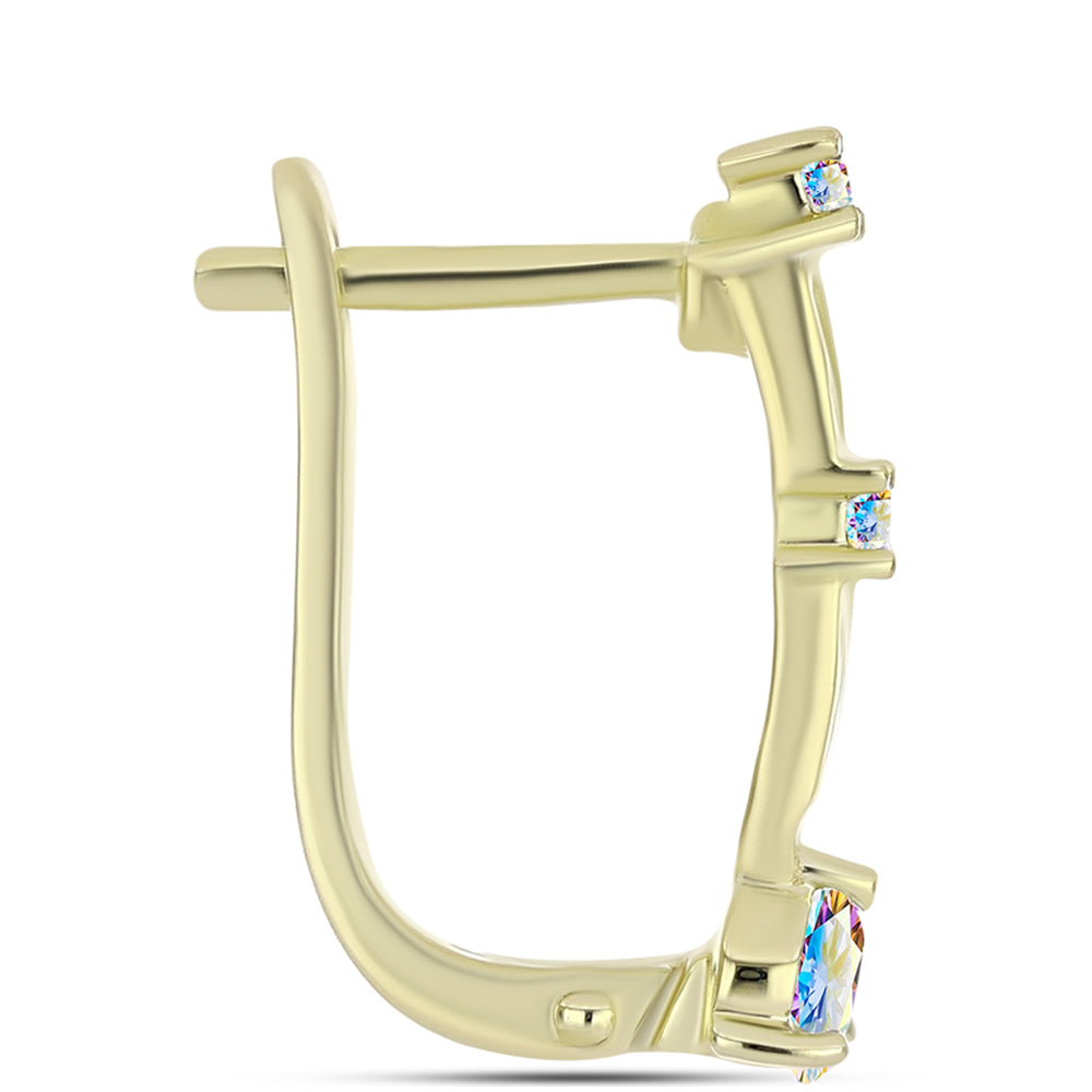 Pozlacené stříbro 925/1000 Náušnice s Ledovým Moissanitem - Karátové číslo: 0.73. přibližná hmotnost: 3.26 gramů 2 