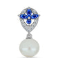 Stříbro 925/1000 - Přívěsek s Australským Modrým Safírem a Bílou Sladkovodní Perlou - Karátové číslo: 4.41. přibližná hmotnost: 1.95 gramů