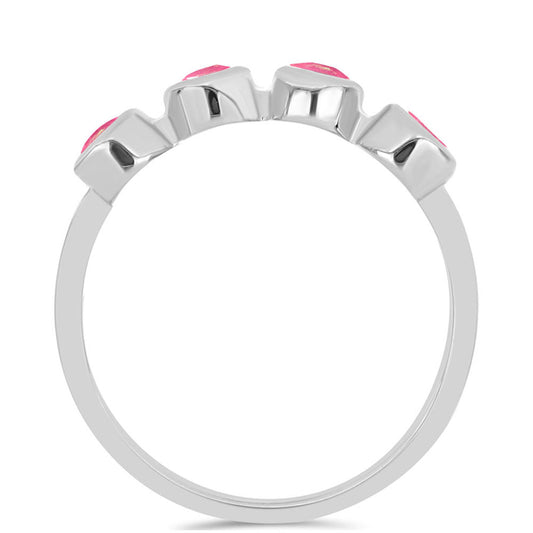 Stříbrný Prsten s Růžovým Opálem z Lega Dembi